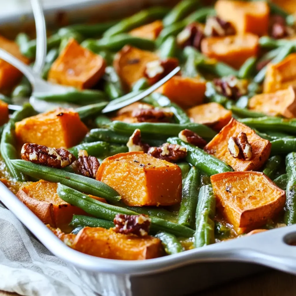 Delicious Sweet Potato & Green Bean Tray Bake Recipe in 35 Minutes