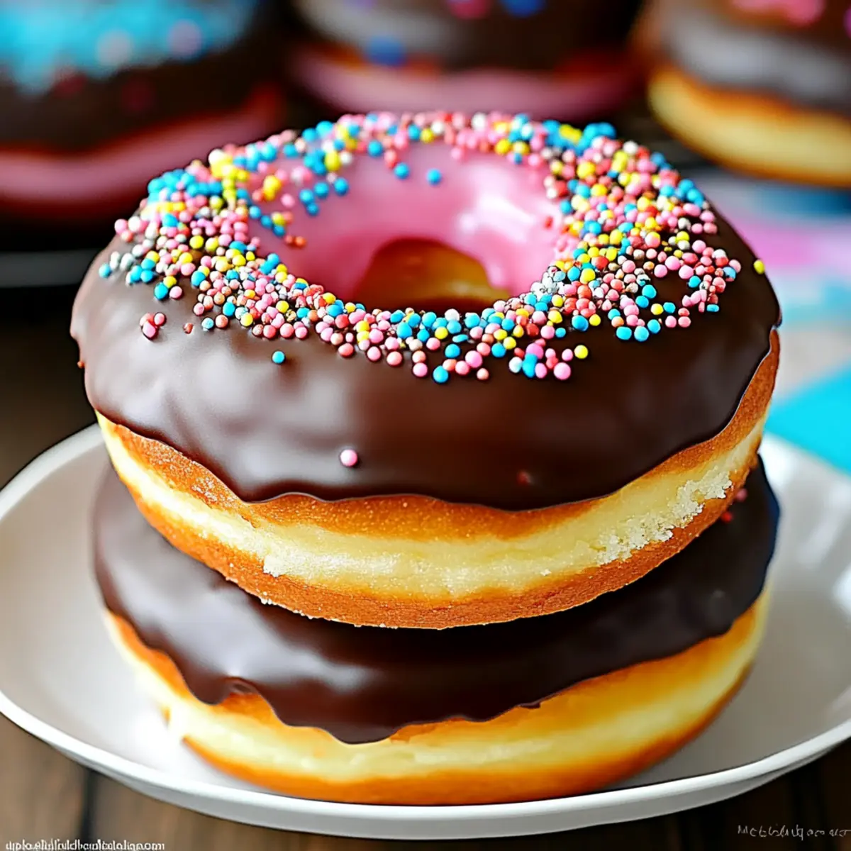 Delicious Baked Cake Donuts Recipe with Chocolate Glaze and Sprinkles