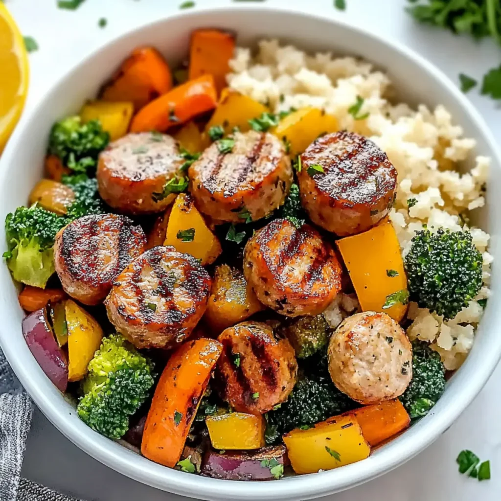 Quick 10-Minute Air Fryer Chicken Sausage & Veggies