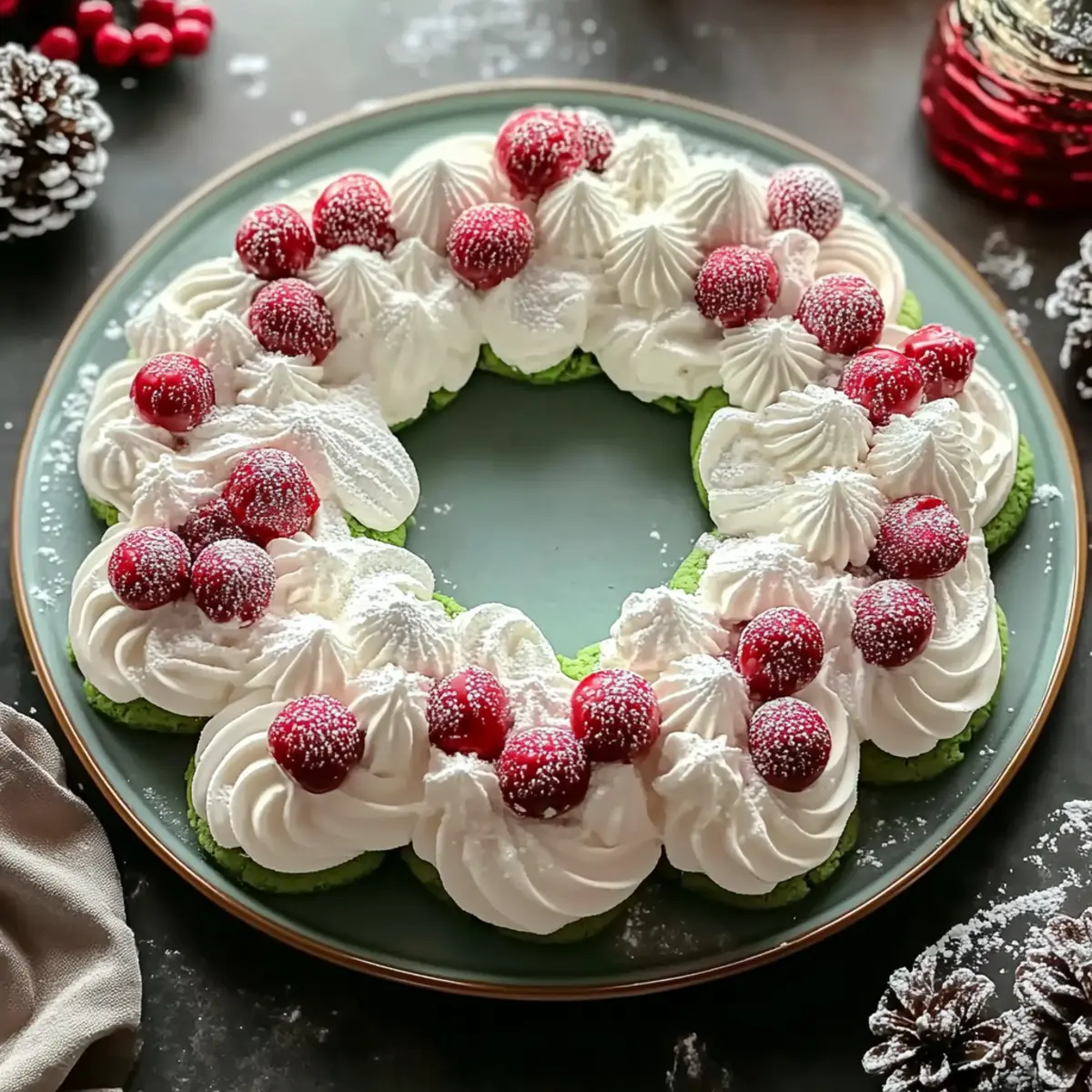 Easy Festive Meringue Wreath Cookies for Holiday Baking Delight