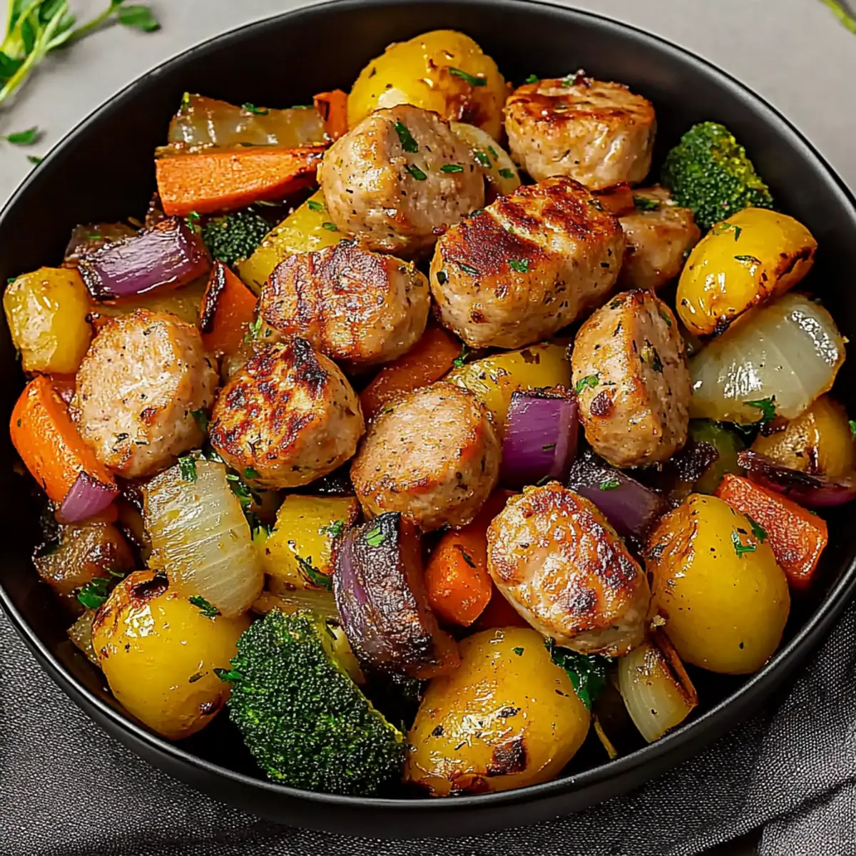 Quick and Easy 10 Minute Air Fryer Chicken Sausage and Veggies