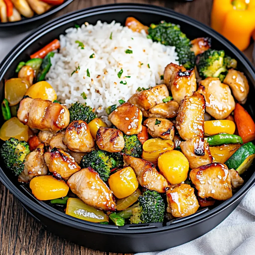 Delicious Air Fryer Hibachi Chicken & Vegetables in 25 Minutes