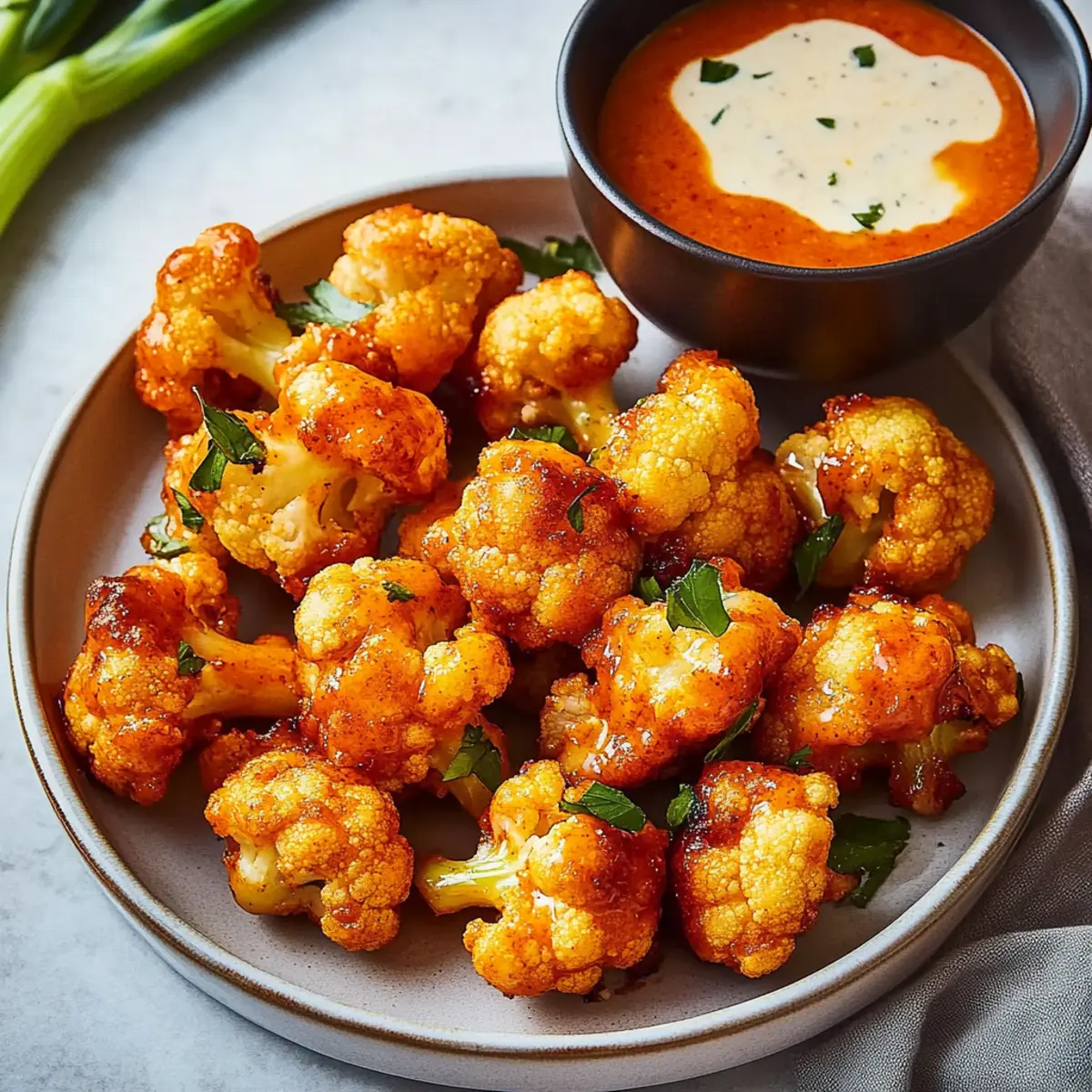 Crispy Air Fryer Cauliflower Bites with Buffalo Sauce Recipe