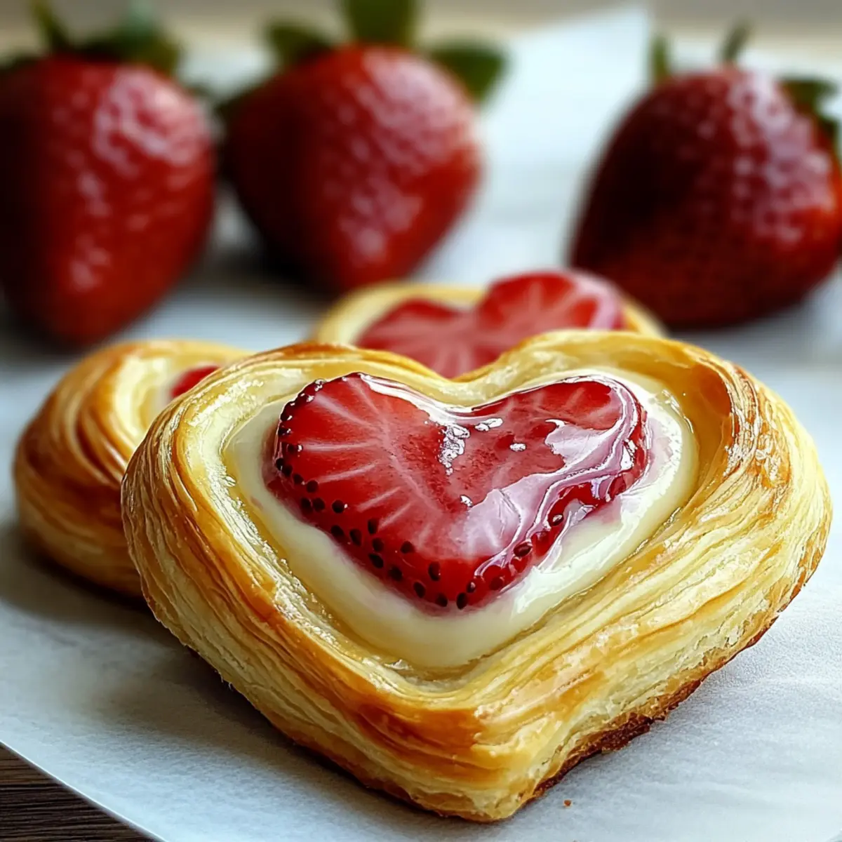 Valentine’s Day Cheese Danish: Strawberry Cream Cheese Hearts