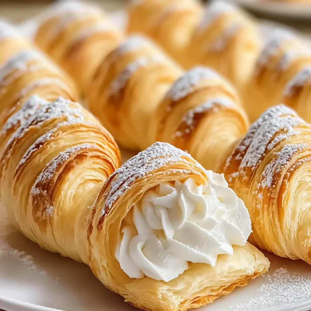 Delightful Sweet Cream Horn Pastries Made with Puff Pastry