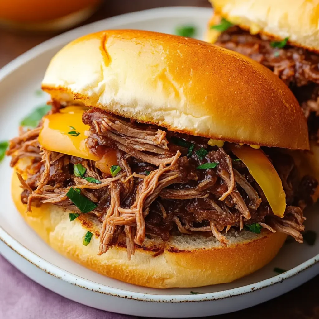 Slow Cooker Shredded Beef Sandwiches