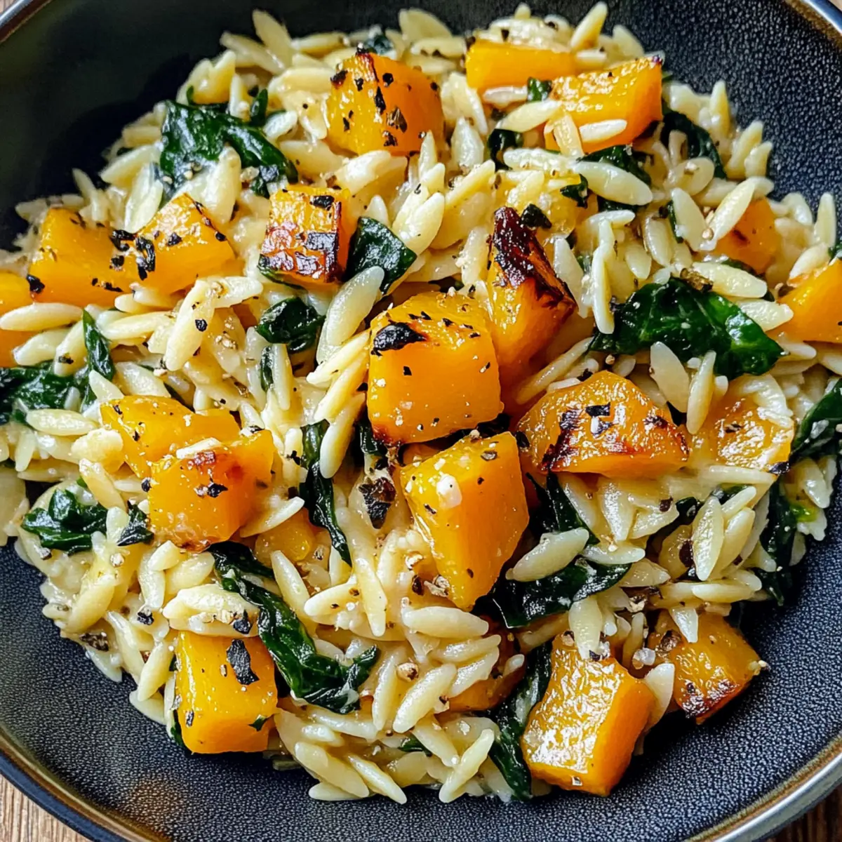 Creamy Orzo with Roasted Butternut Squash & Spinach