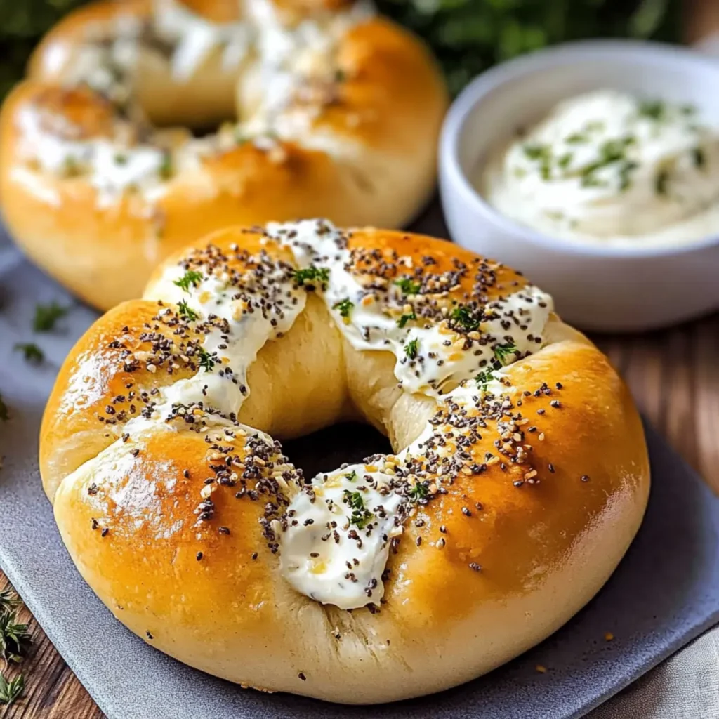 Garlic Cream Cheese Stuffed Bagels
